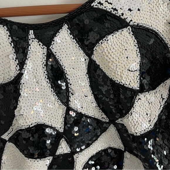 VINTAGE 80s TADASHI Sequin Mod Midi Dress - Picture 11 of 12